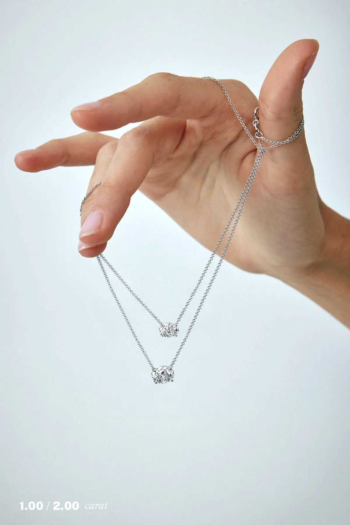 1 carat Oval Floating Diamond Necklace