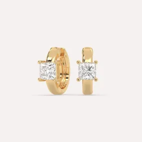 1 carat Princess Diamond Hoop Earrings