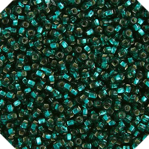 10-01304, Czech 22g Silver Lined Teal Green