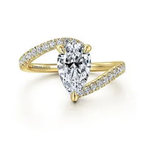 14K Yellow Gold 'Leina' Bypass Pear Diamond Engagement Ring