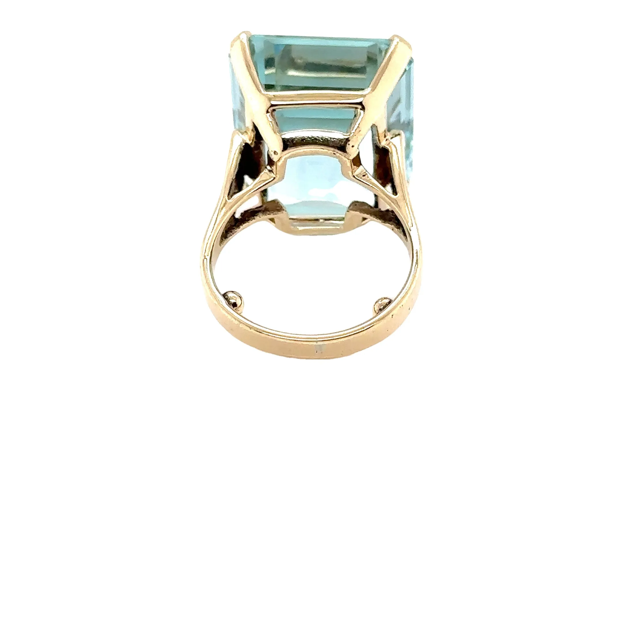 14KY Custom Estate large Natural Blue Aquamarine Fashion Ring