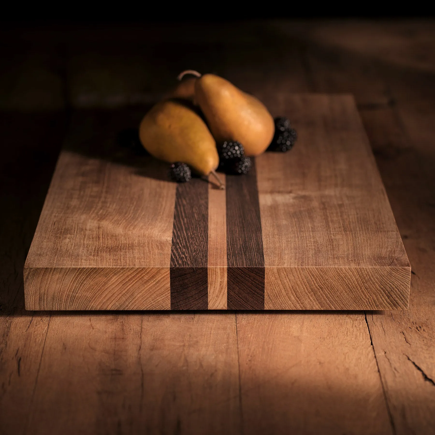 14X20" Teak Serving Board - Teak/Natural Finish with Double Stripe