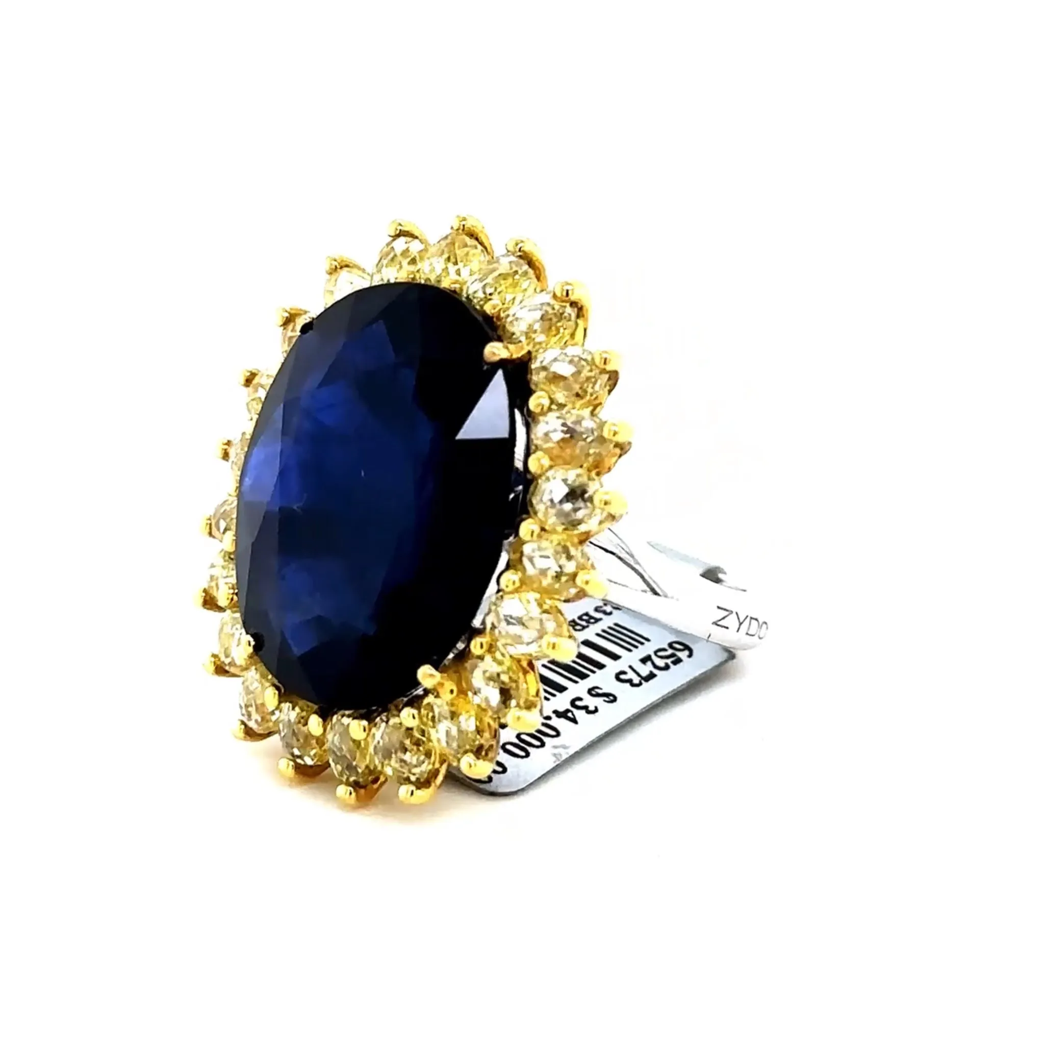 18K T/T Custom Sapphire & Briolette Diamond Fashion Ring