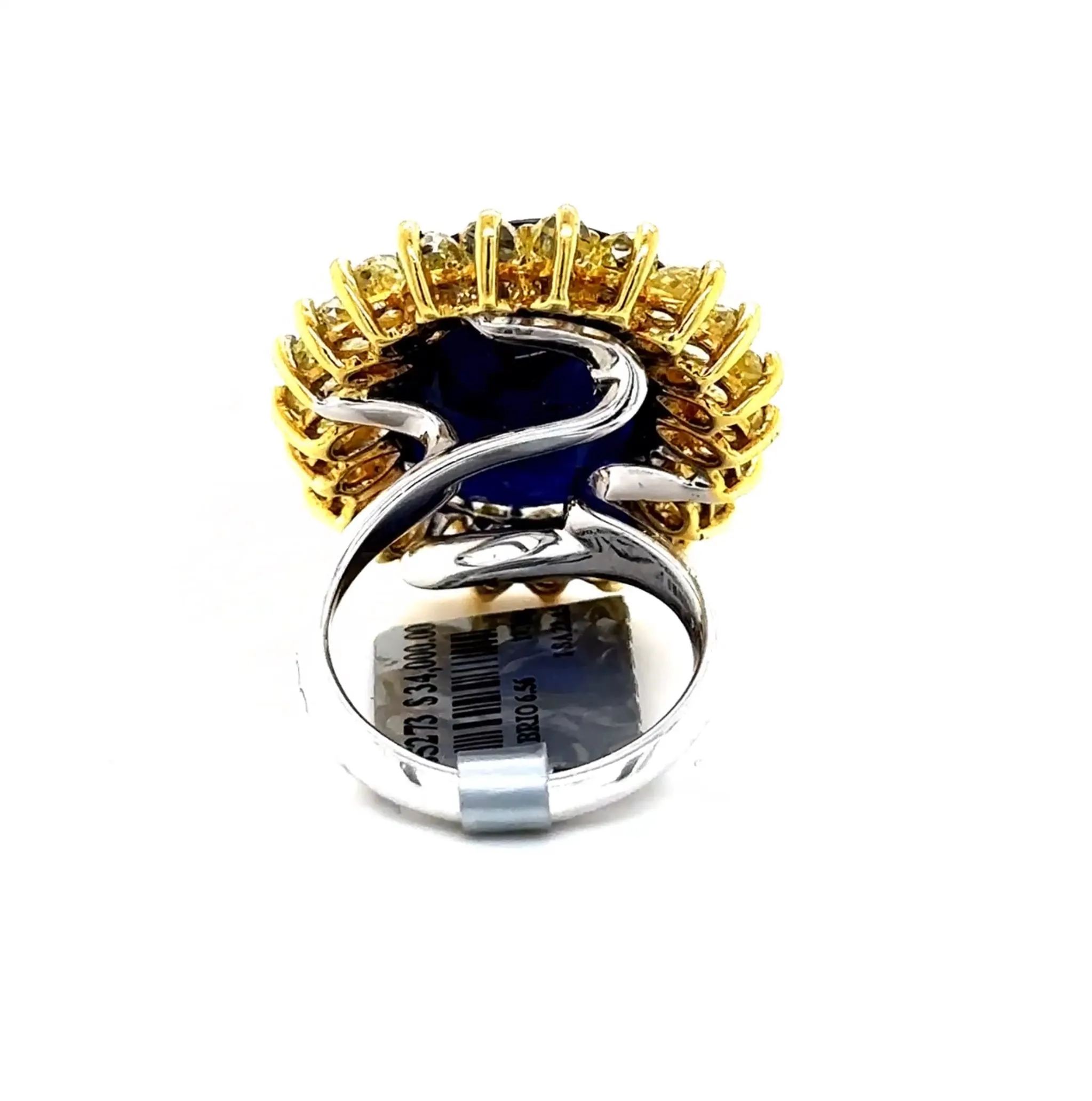 18K T/T Custom Sapphire & Briolette Diamond Fashion Ring