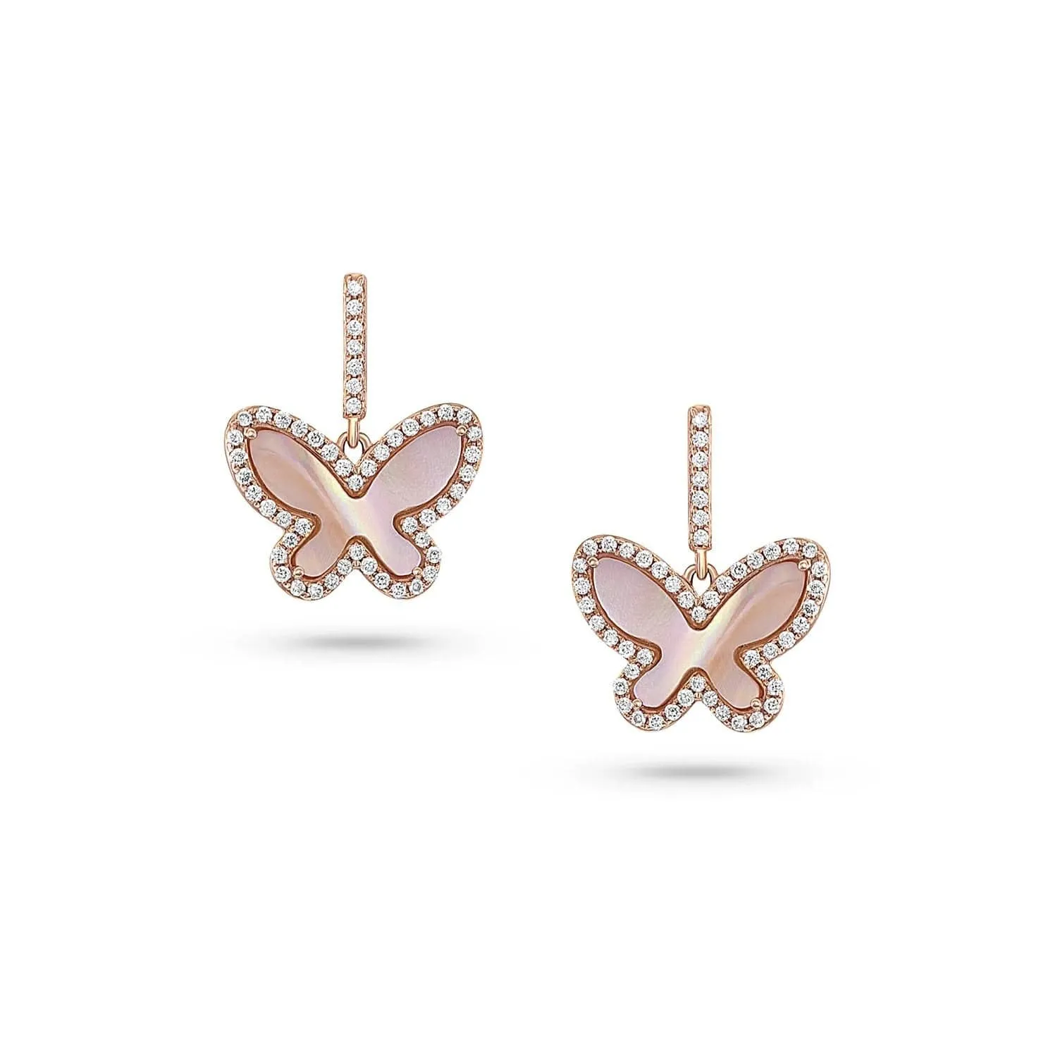 18kt Rose Gold Pink Mother-of-Pearl Butterfly Earrings