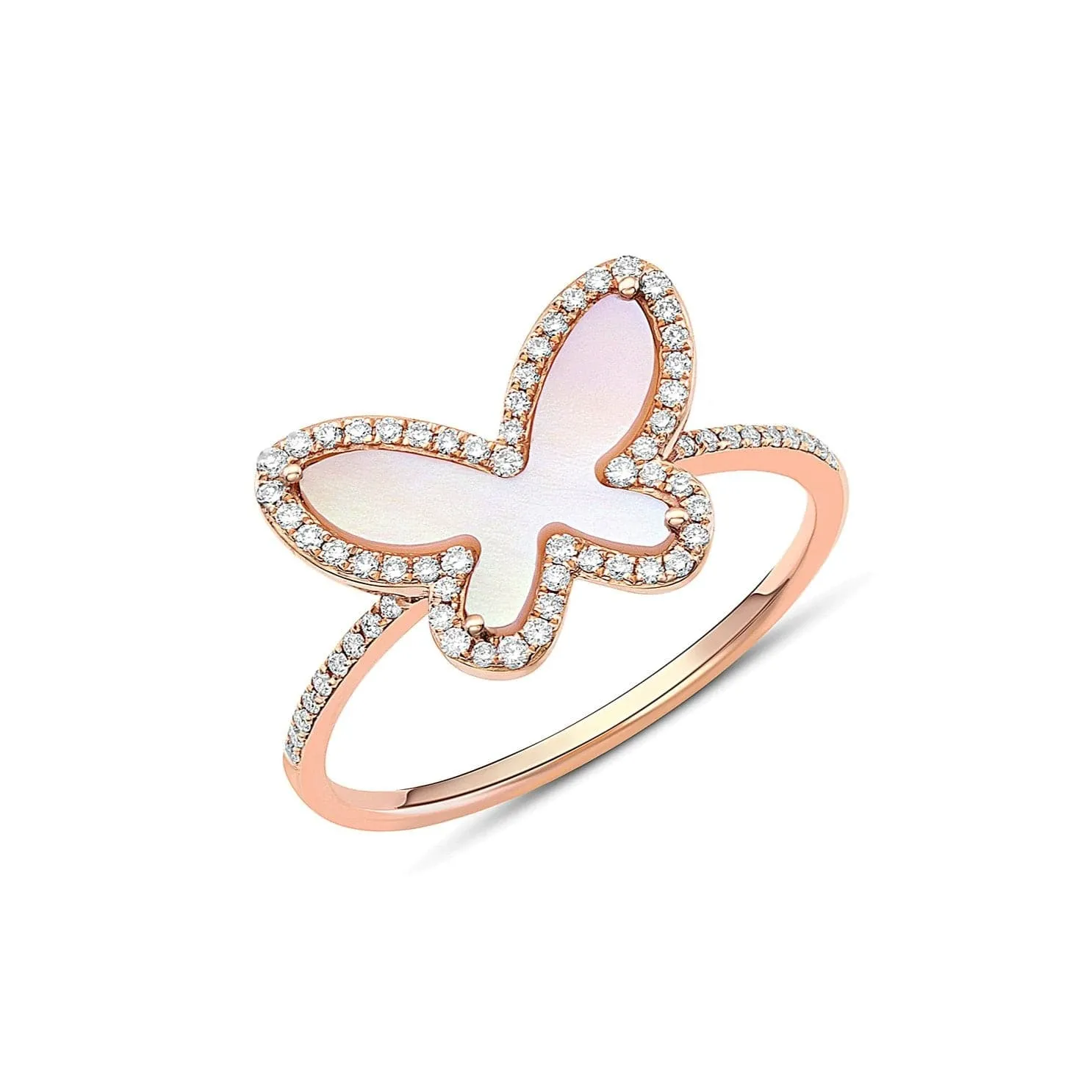 18kt Rose Gold Pink Mother-of-Pearl Butterfly Ring