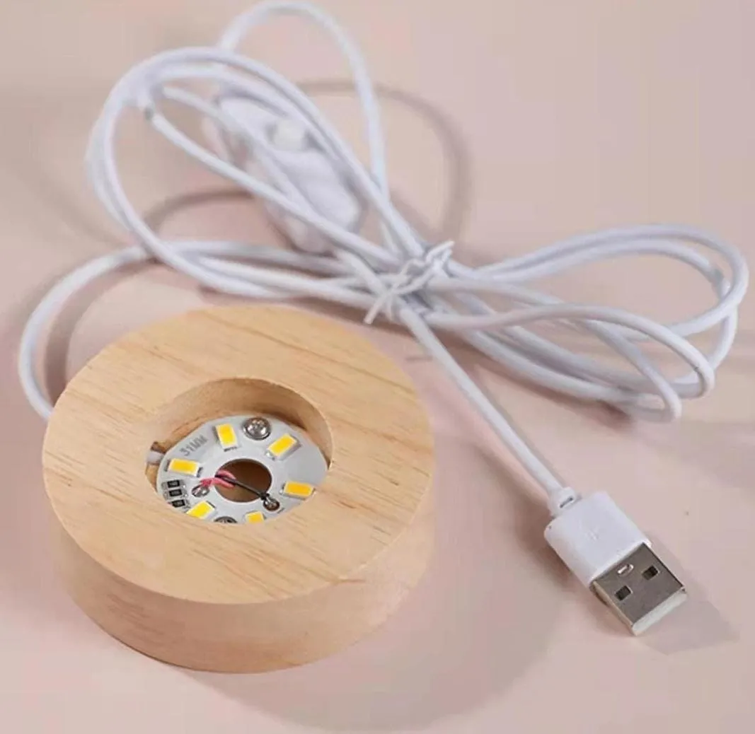 3D Crystal Moon Warm Led with Wood Base  (No Cash On Delivery Allowed On This Product) - Prepaid Orders Only