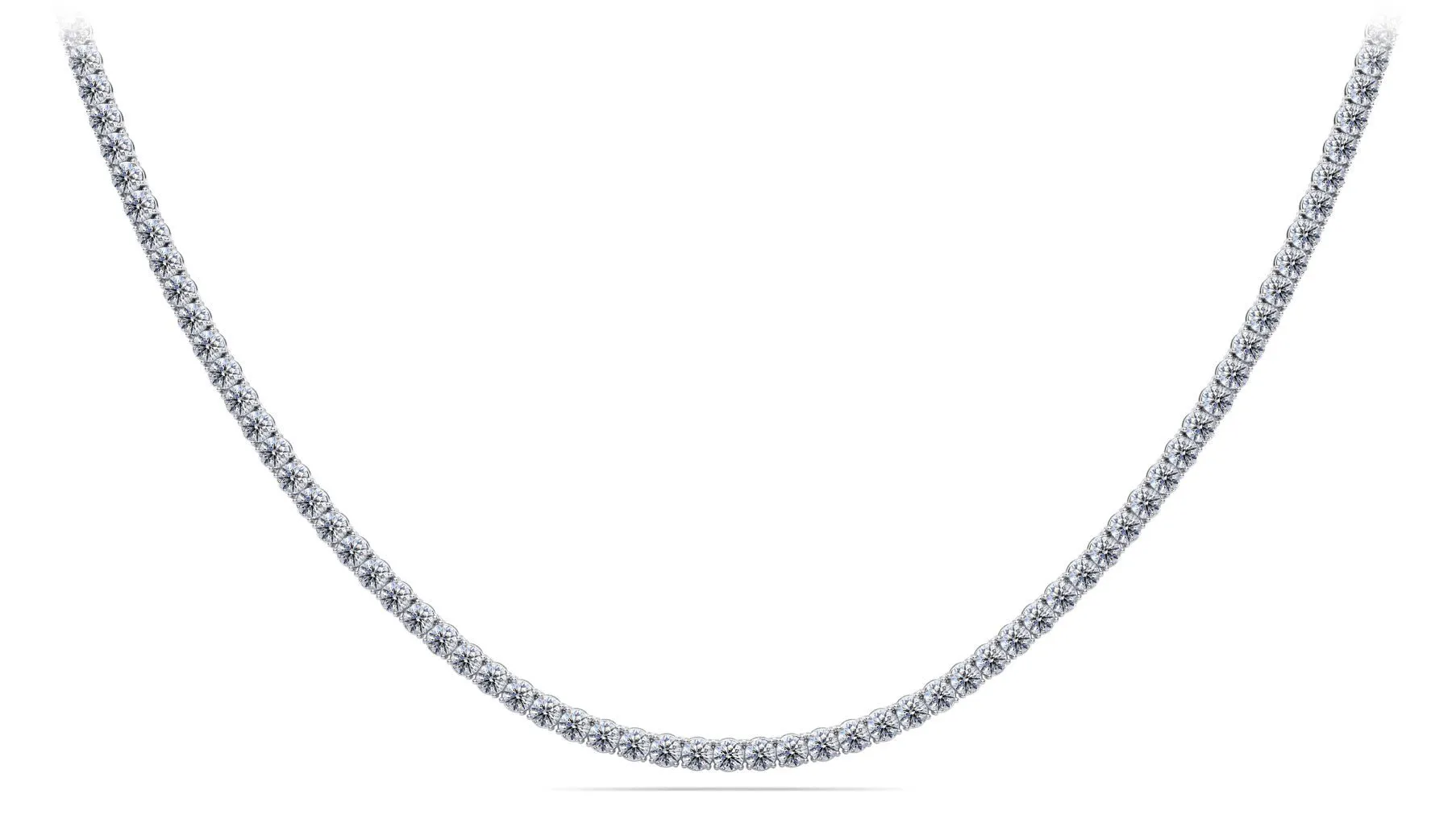 4 Prong Riviera Diamond Necklace with 13.92 ct.(finished) 3.1mm