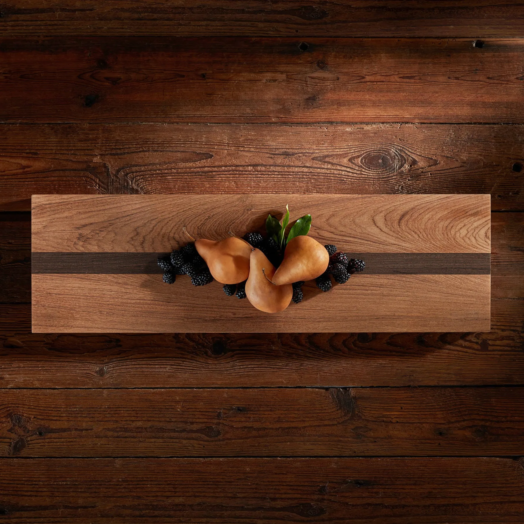 9X30" Teak Serving Board - Teak/Natural Finish with Single Stripe