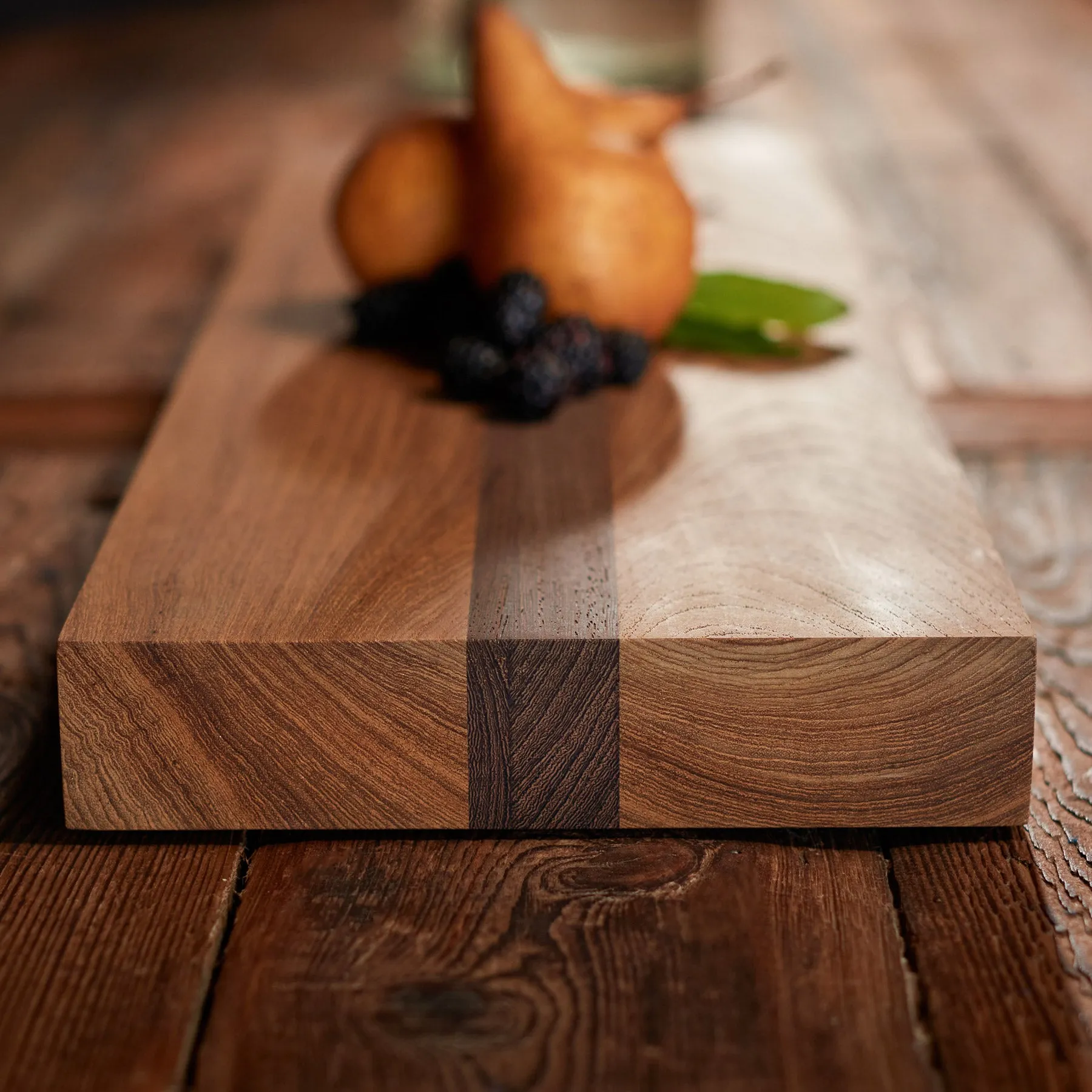 9X30" Teak Serving Board - Teak/Natural Finish with Single Stripe