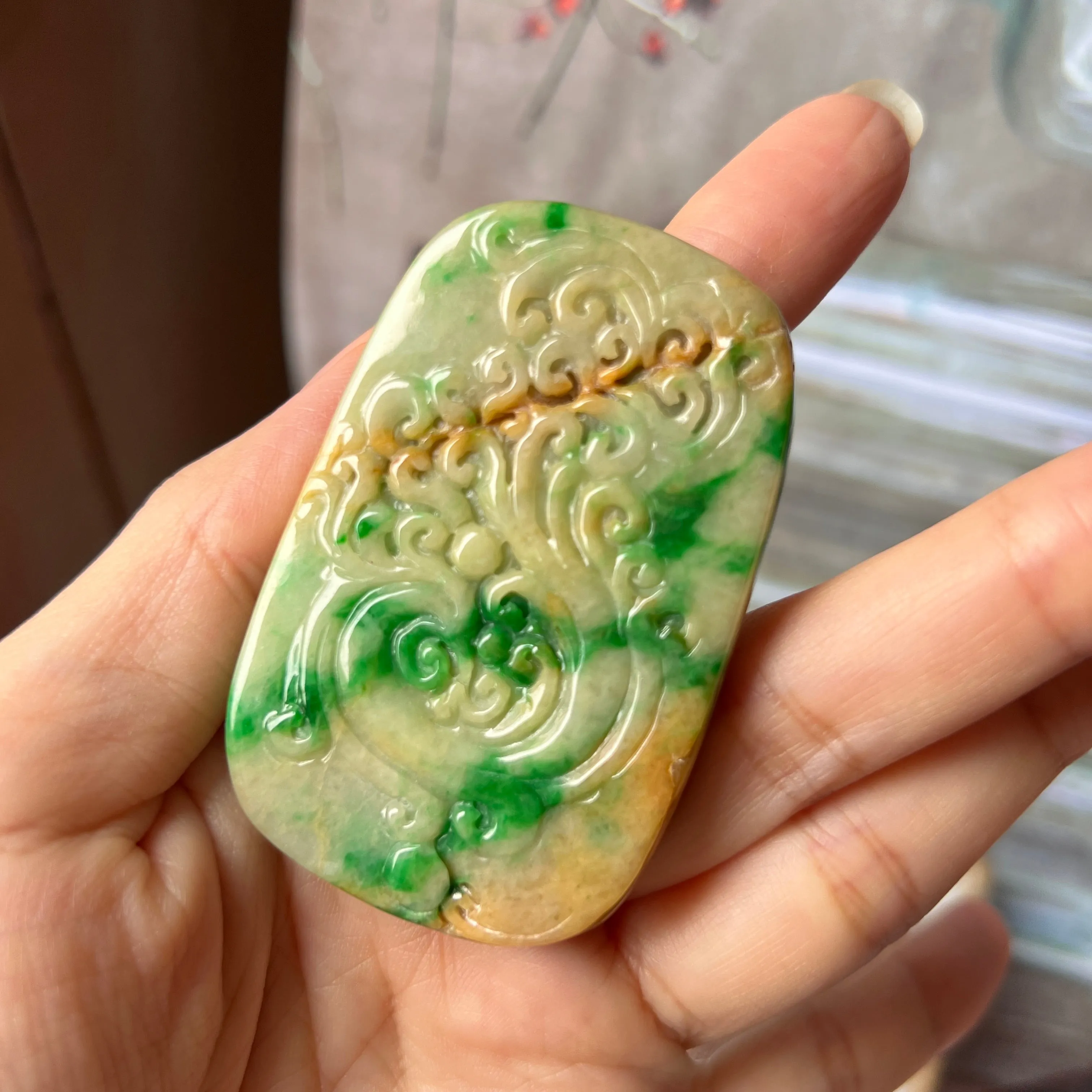 A-Grade Natural Green & Yellow Jadeite Dragon Horse Pendant/ Display No.172139