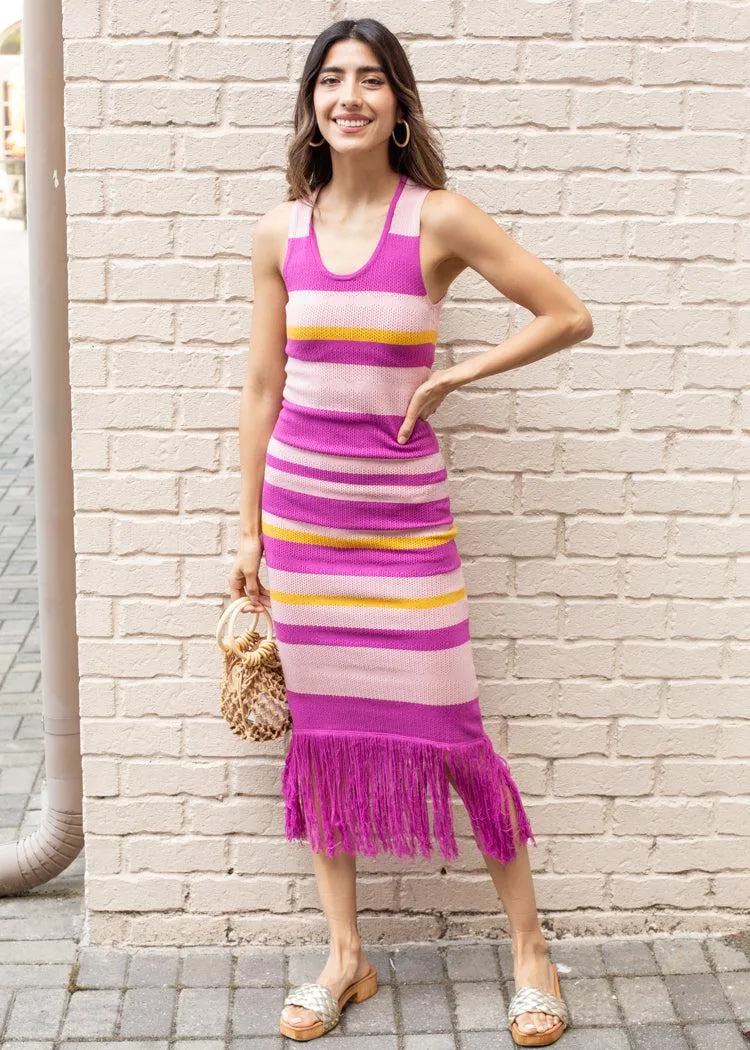 Adelyn Rae Anne Striped Fringe Dress ***FINAL SALE***