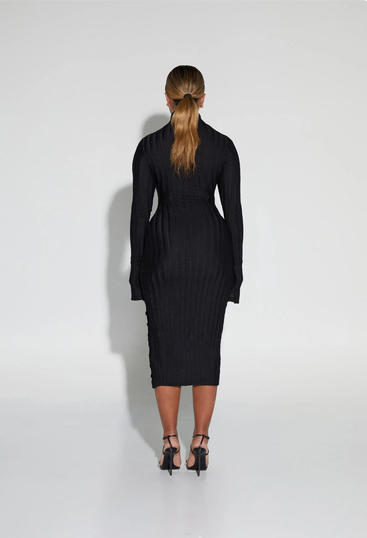 Asymmetric Buttoned Midi - Panther