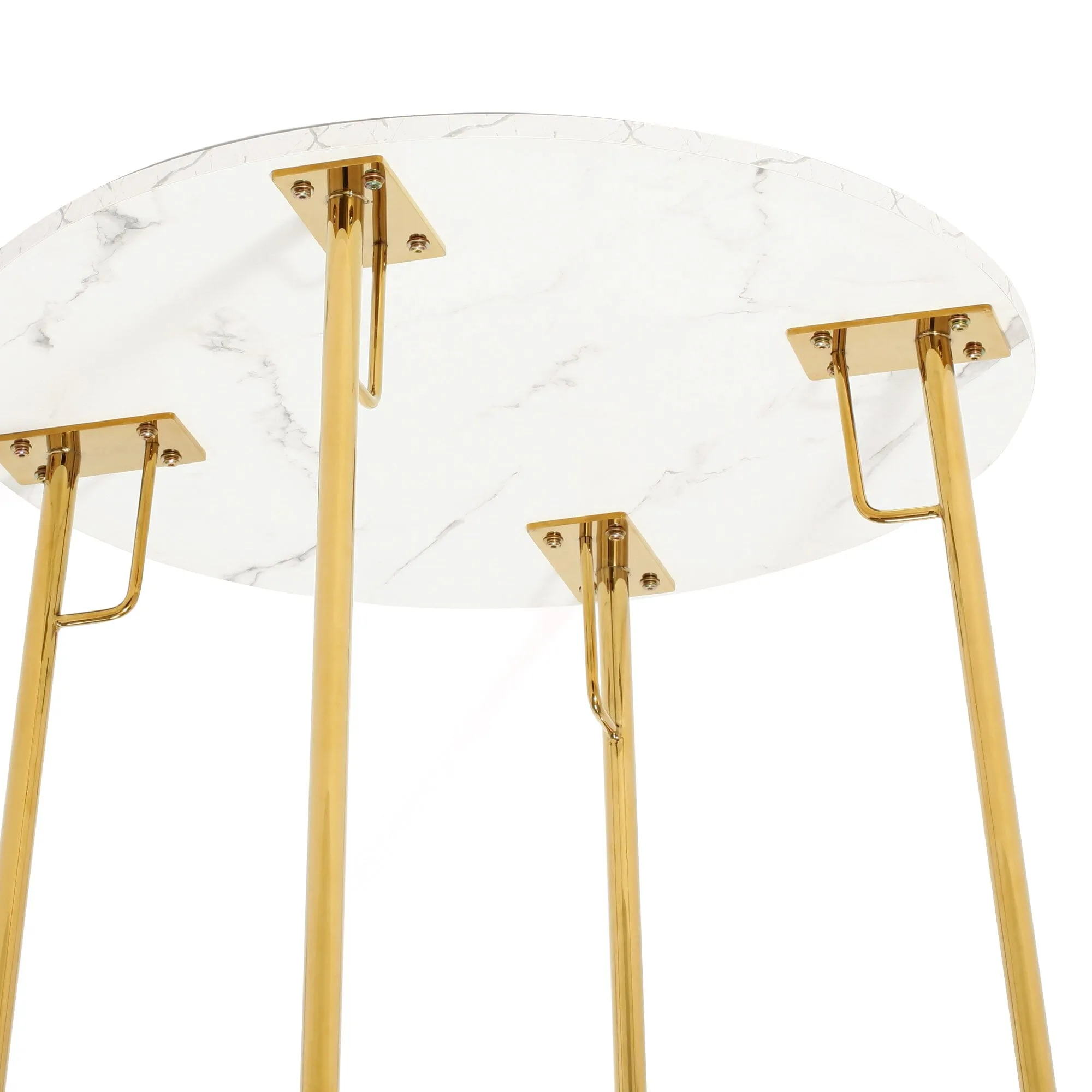 Belle Dining Table Round Marble X Gold (W800×D800×H730)