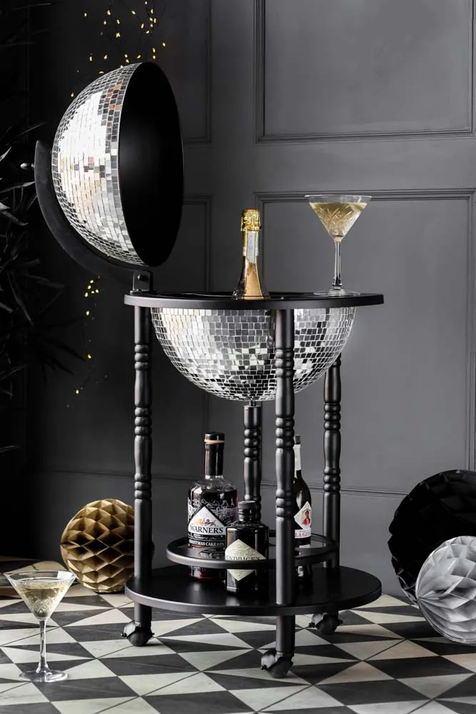 Black Disco Ball Drinks Trolley Cart