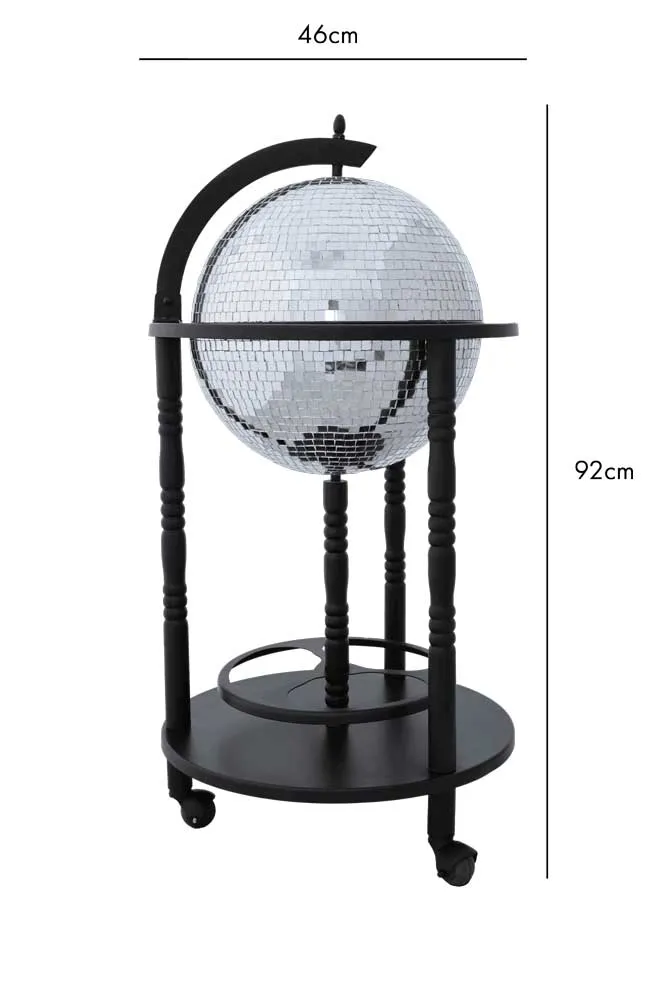 Black Disco Ball Drinks Trolley Cart