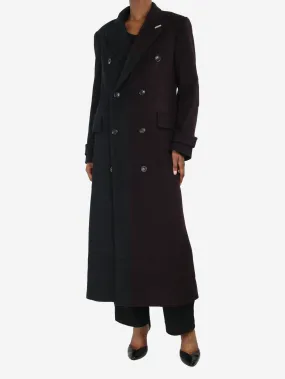 Black double-breasted two-tone wool coat - size XS