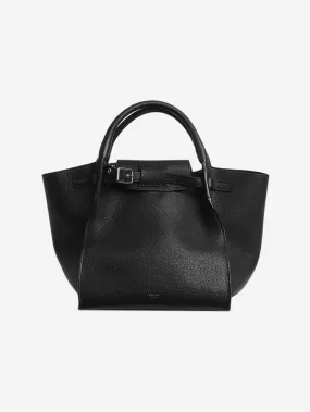 Black silver hardware top handle satchel