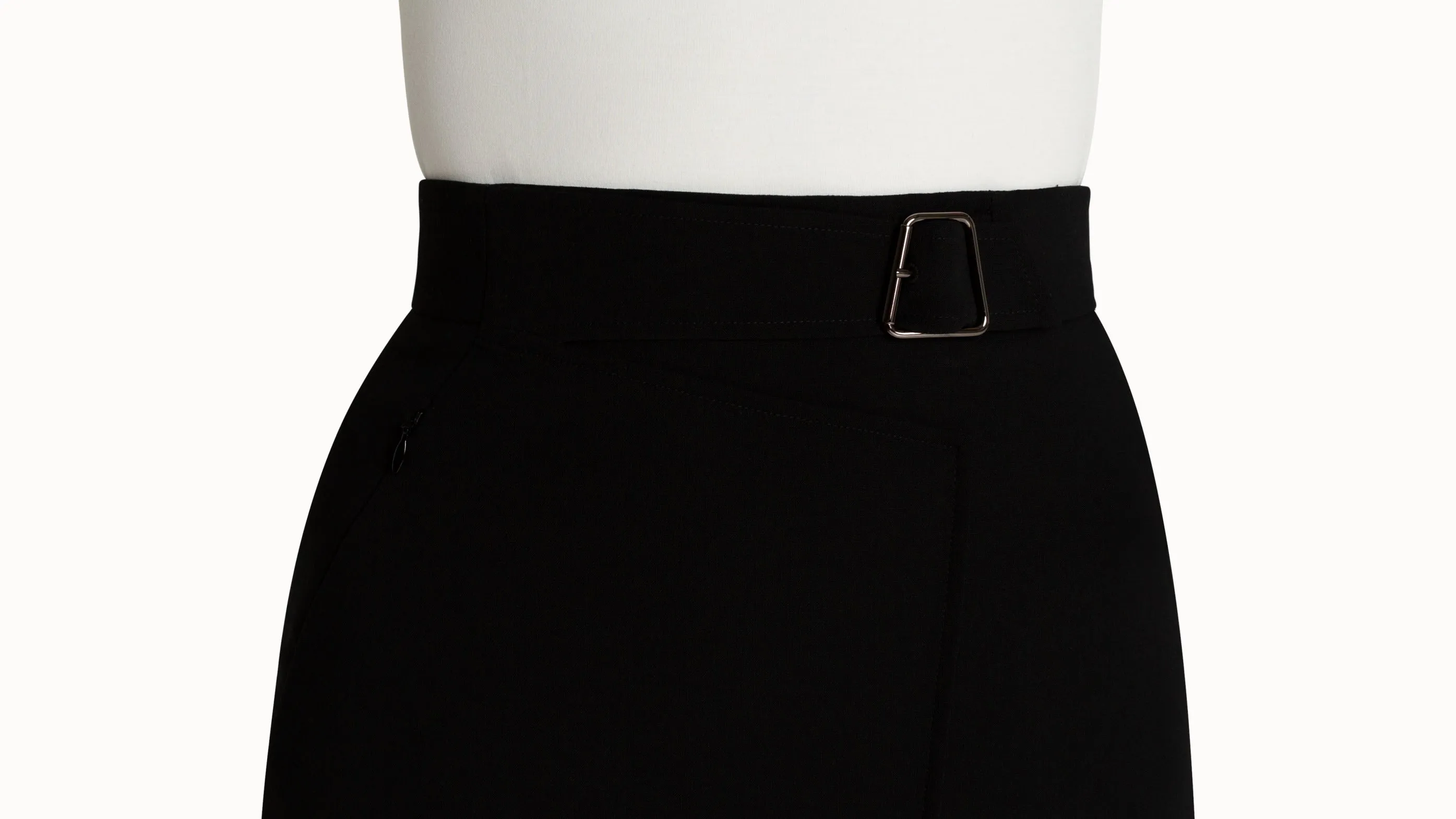 Black Wrap Skirt with Buckle Belt