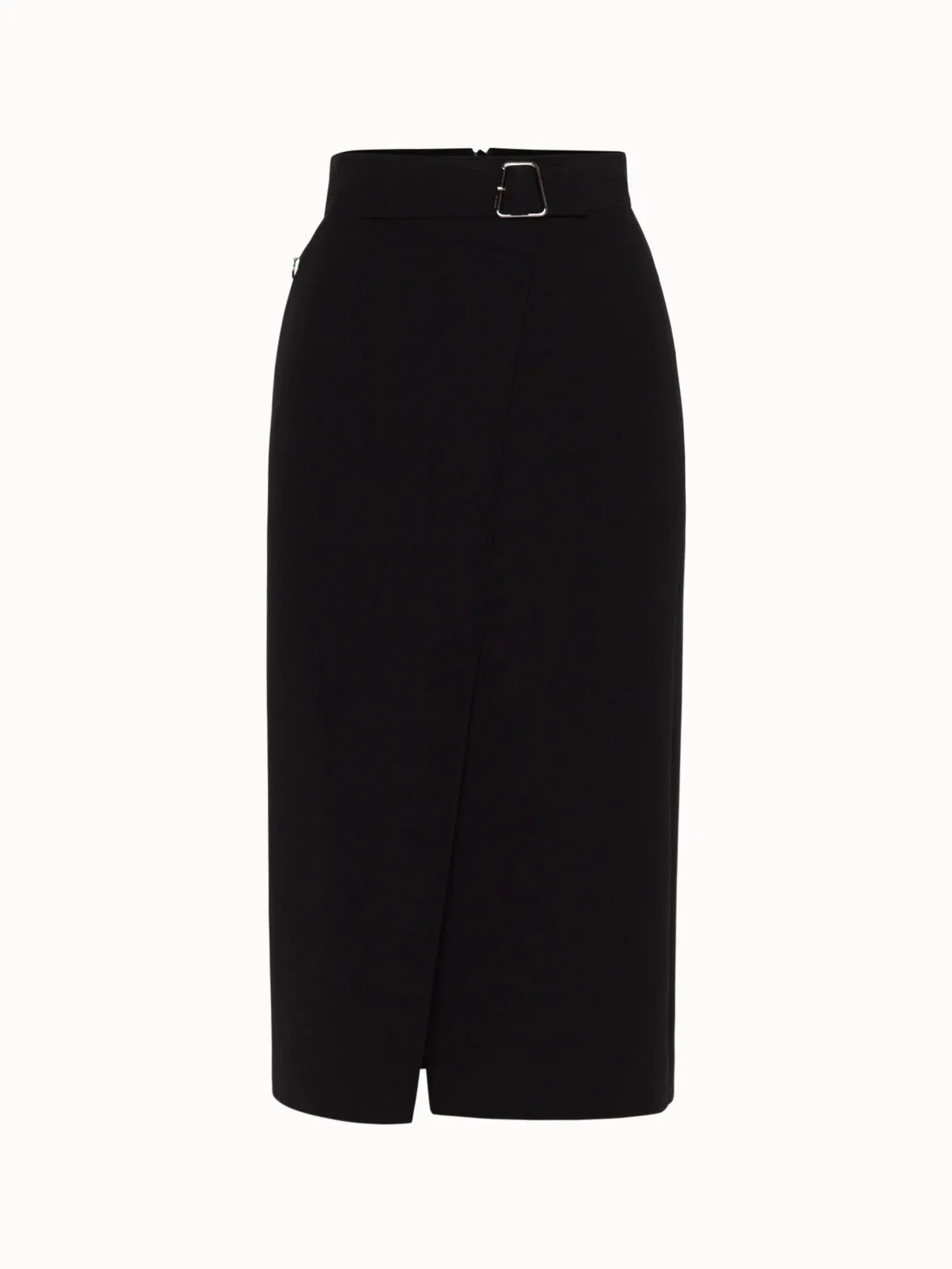 Black Wrap Skirt with Buckle Belt