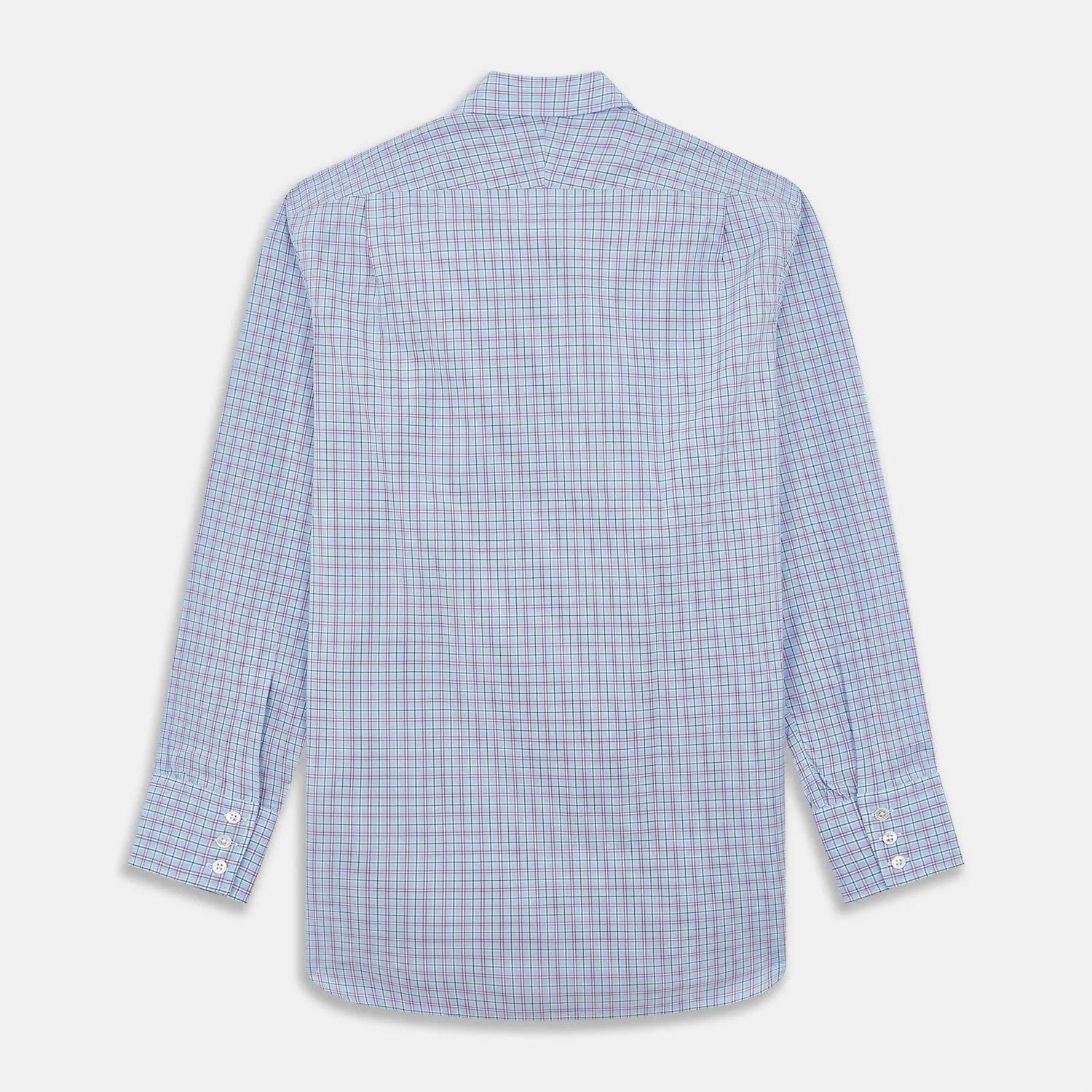 Blue, Purple & Green Check Regular Fit Shirt with T&A Collar and 3 Button Cuffs