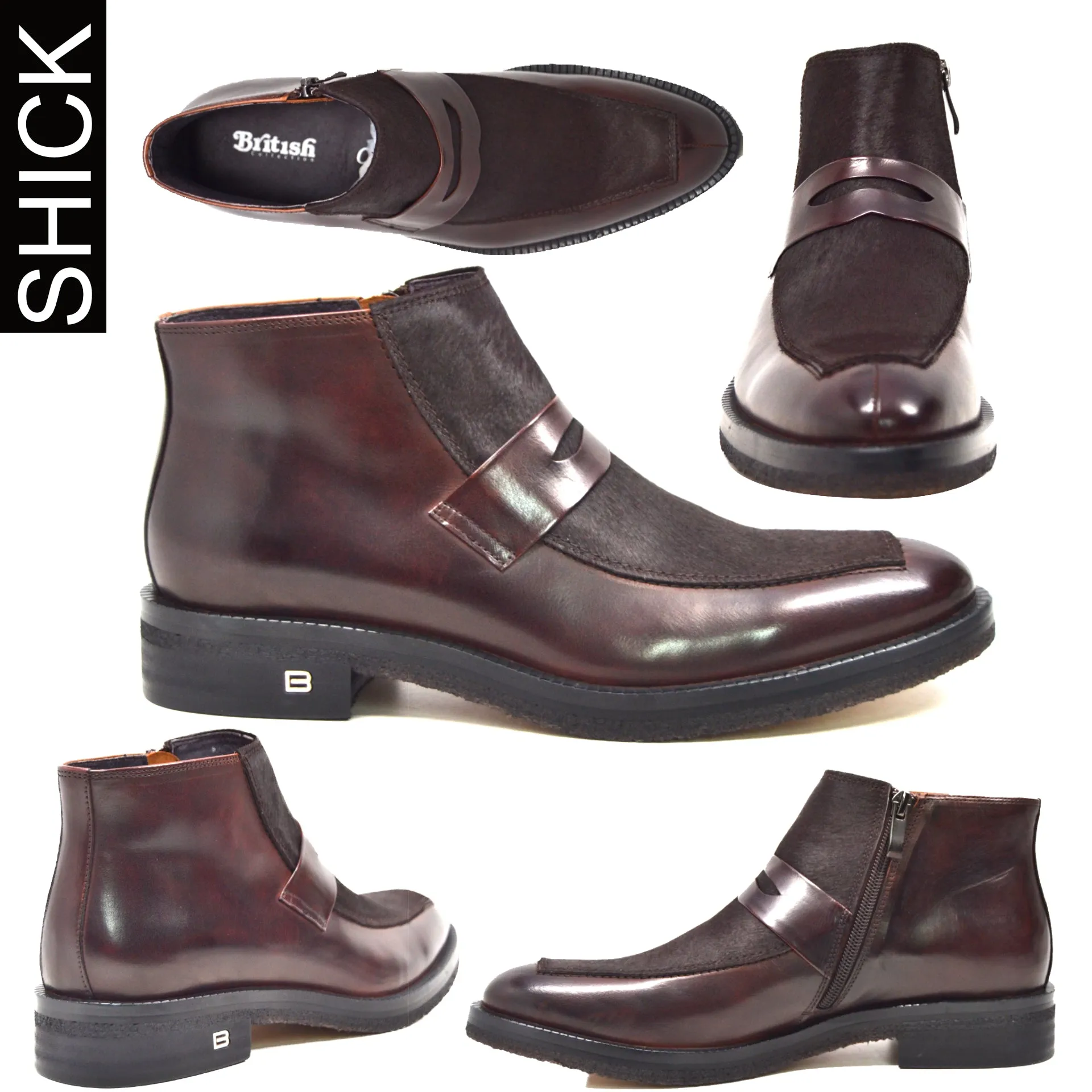 British Collection "Shick," Leather and Pony Skin