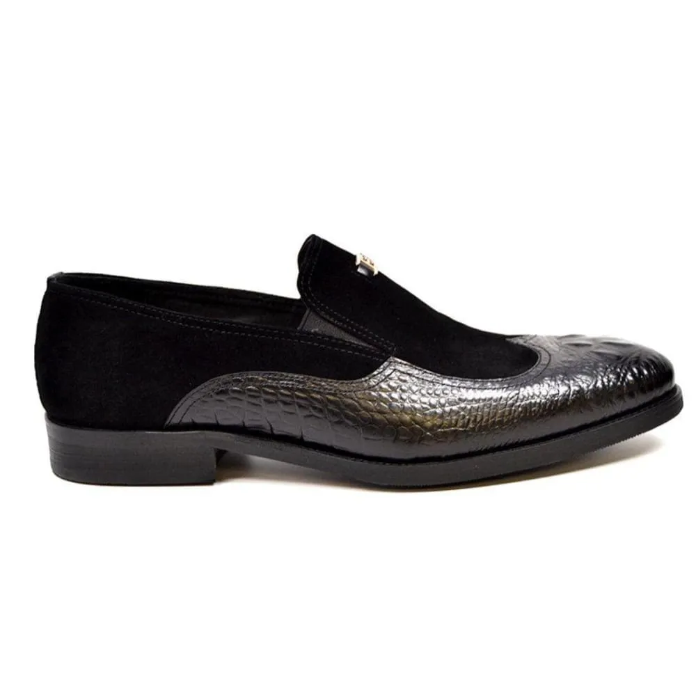 British Walkers Shiraz Croc Men's Crocodile Leather and Suede Loafers