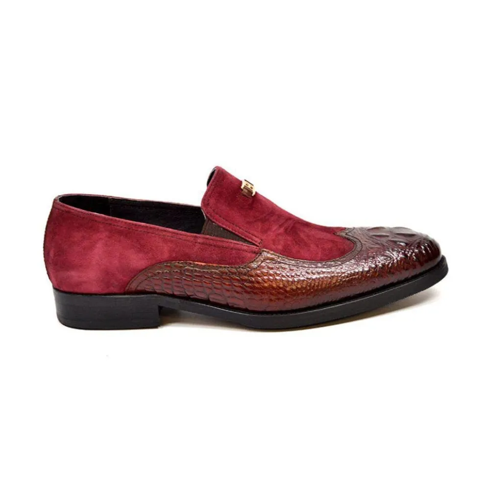 British Walkers Shiraz Croc Men's Crocodile Leather and Suede Loafers