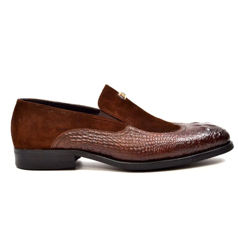 British Walkers Shiraz Croc Men's Crocodile Leather and Suede Loafers