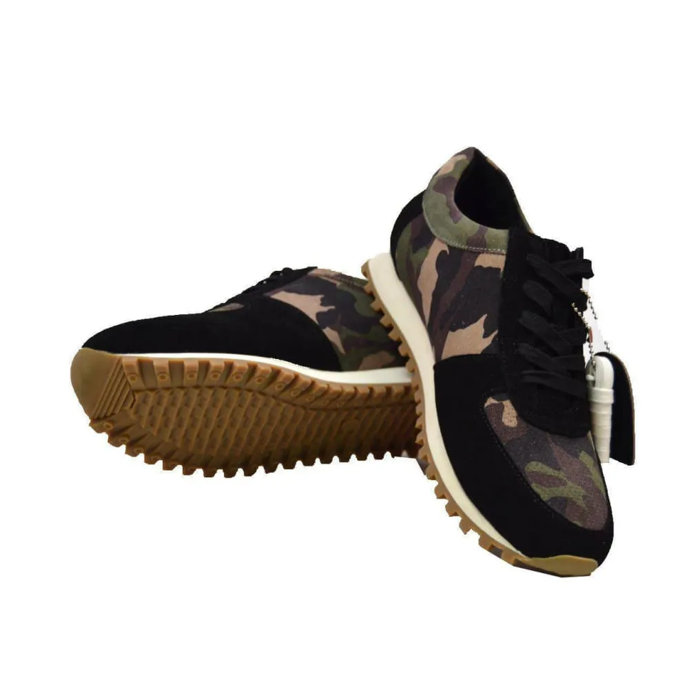 British Walkers Surrey Men's Black Camo Leather and Suede Sneakers