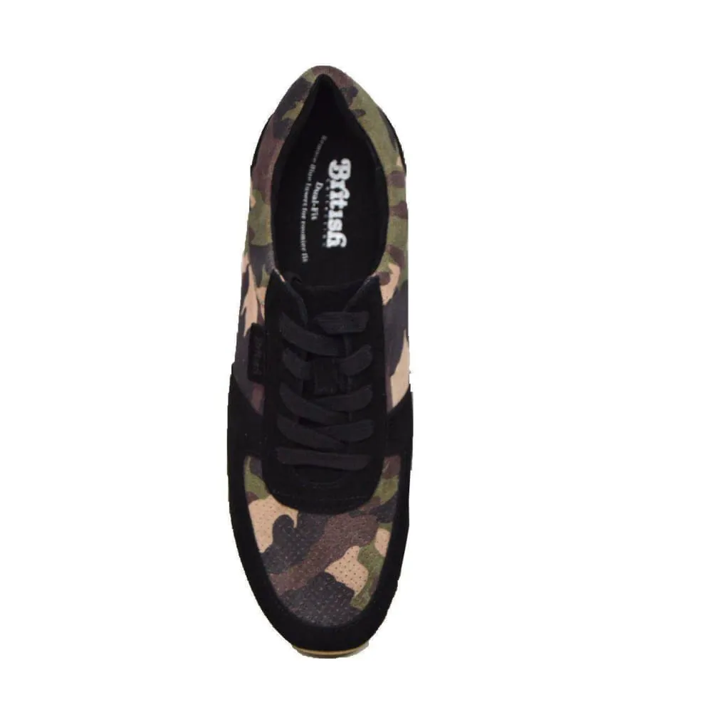 British Walkers Surrey Men's Black Camo Leather and Suede Sneakers