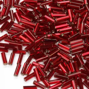 Burgundy 6.6mm Bugle Silver Lined - Pack of 50g