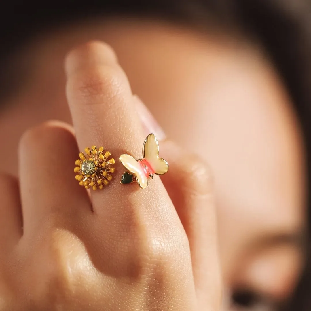 Butterfly and Daisy Open Ring