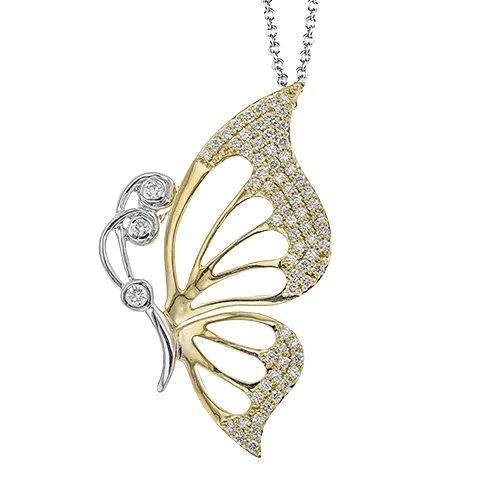 Butterfly Pendant Necklace in 18k Gold with Diamonds