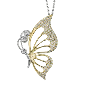 Butterfly Pendant Necklace in 18k Gold with Diamonds