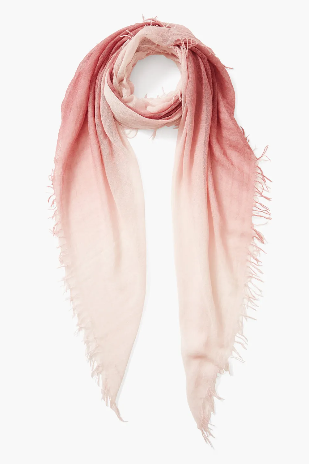 Cashmere and Silk Scarf Dusty Rose Dip Dyed