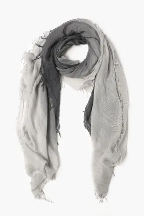 Cashmere and Silk Scarf Ebony Harbor Mist Dip Dyed