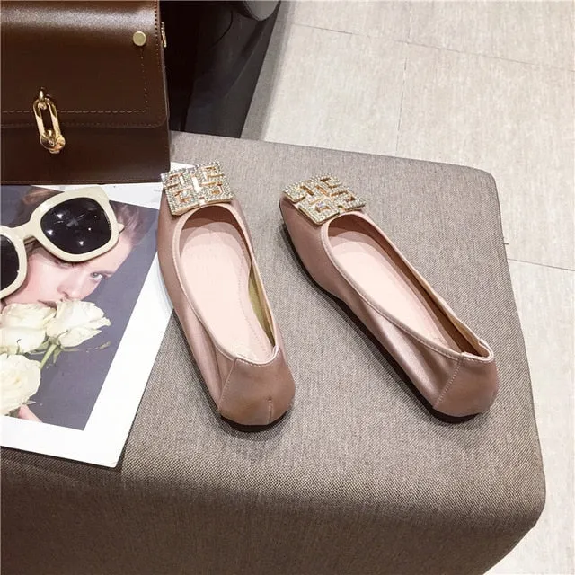 Casual Candy Color Square Toe Slip On Women Flat