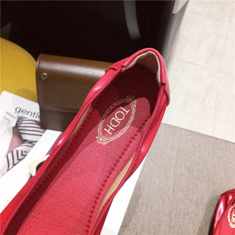 Casual Candy Color Square Toe Slip On Women Flat