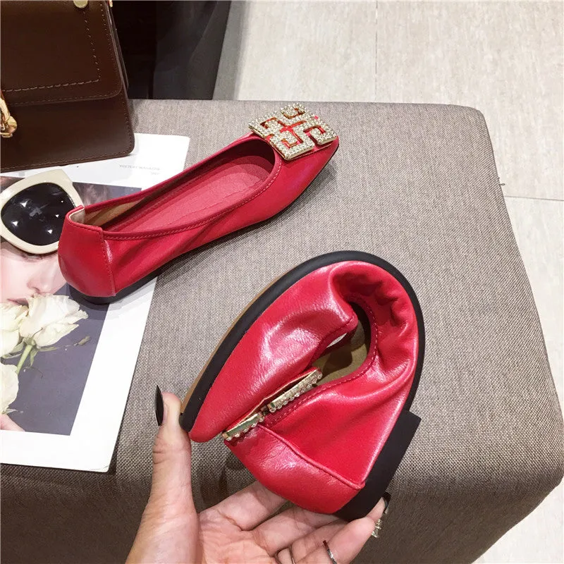 Casual Candy Color Square Toe Slip On Women Flat