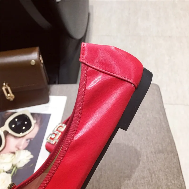 Casual Candy Color Square Toe Slip On Women Flat