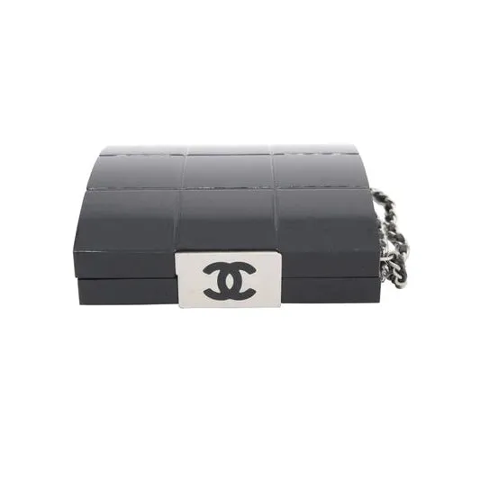 CHANEL Black Perspex Lucite Minaudiere Clutch / Chain Wristlet Collectors