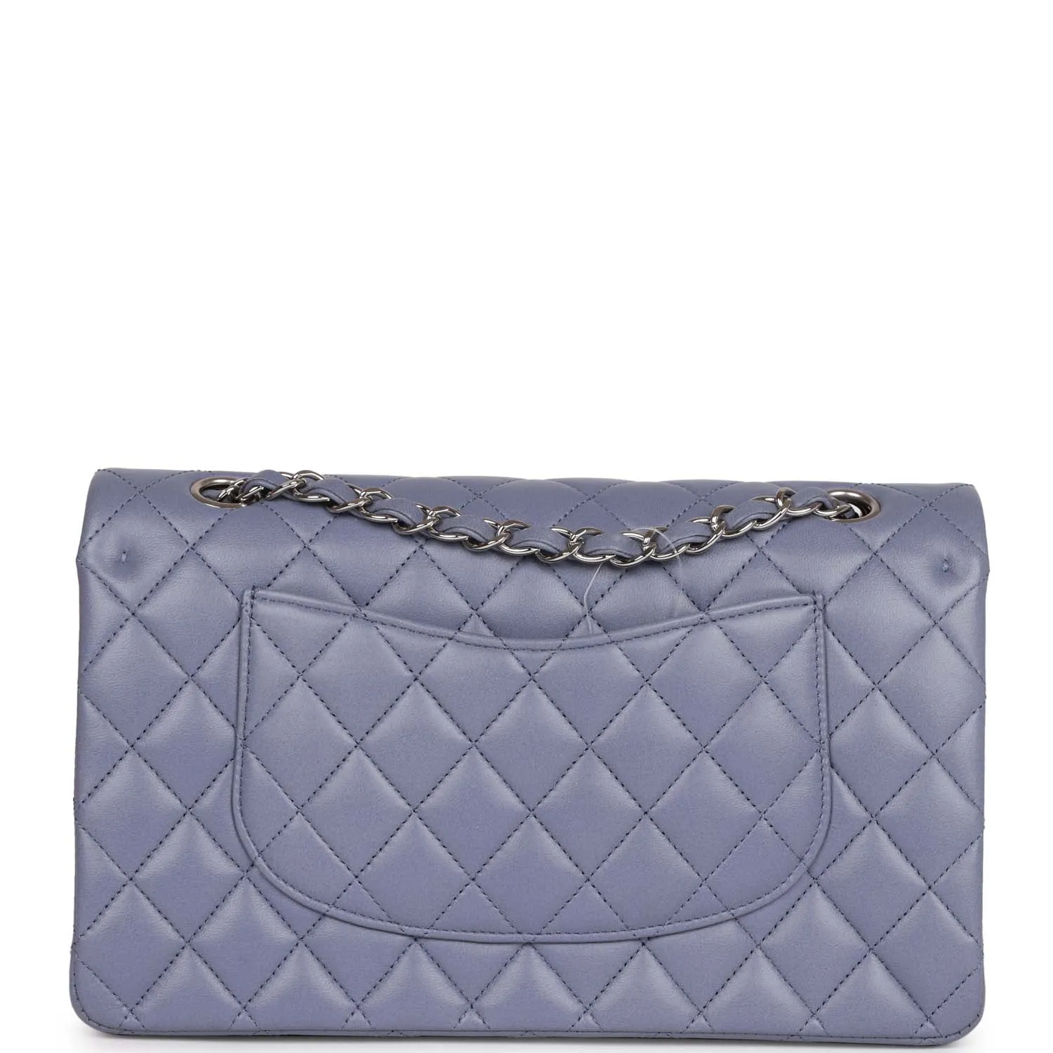 Chanel Medium Classic Double Flap Bag Purple Lambskin Silver Hardware