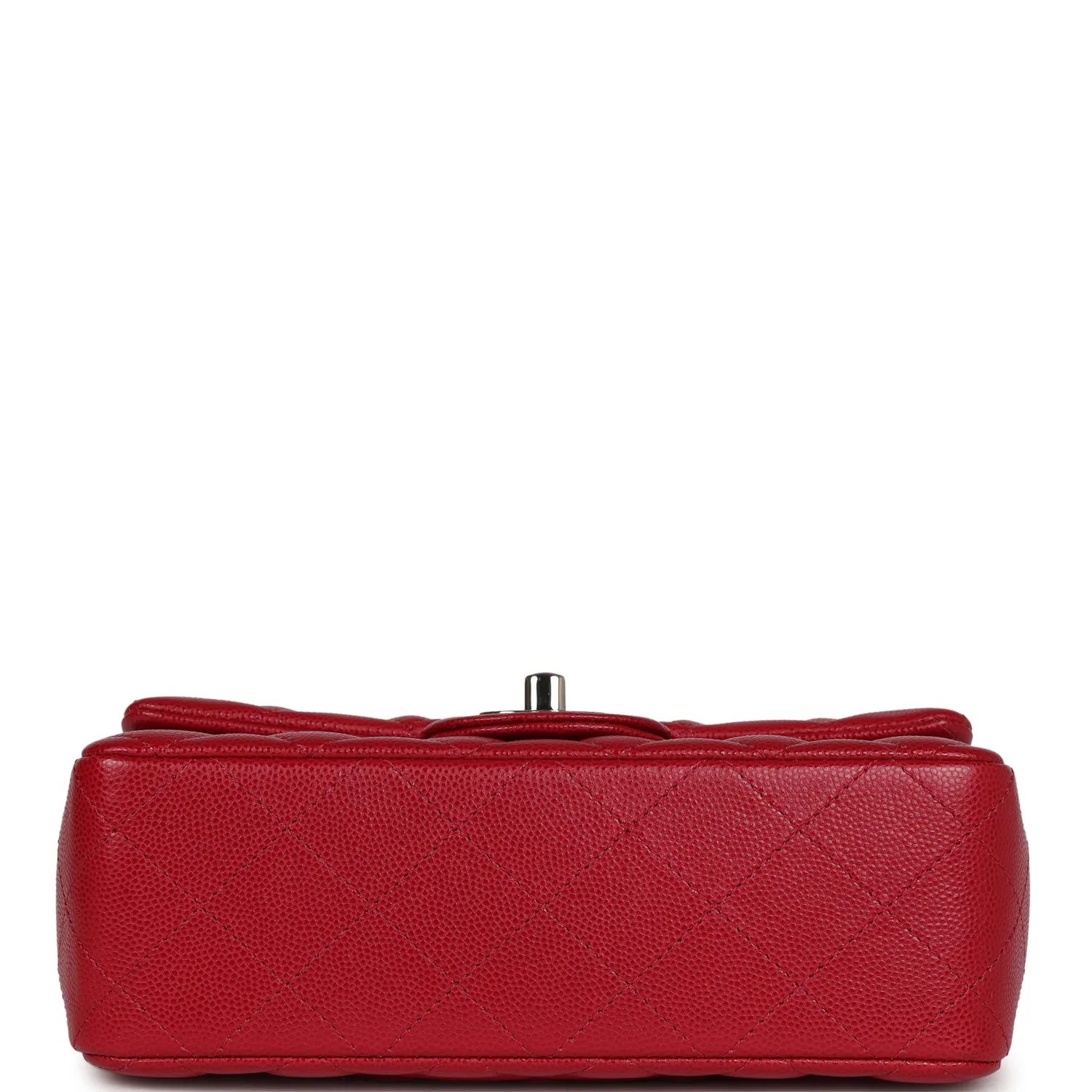 Chanel Mini Rectangular Flap Bag Red Caviar Silver Hardware