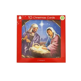 Christmas Cards Square Religious 10 Pack