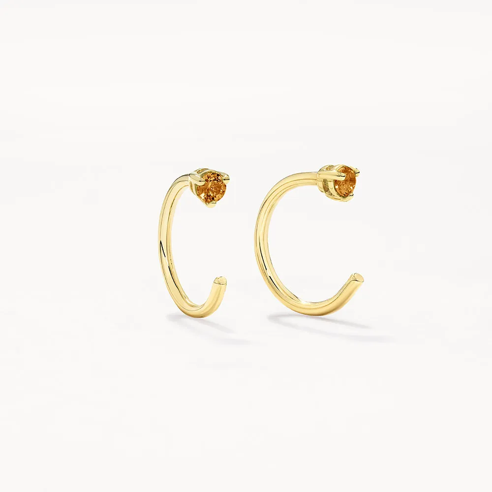 Citrine November Birthstone Hook Earrings in 10k Gold