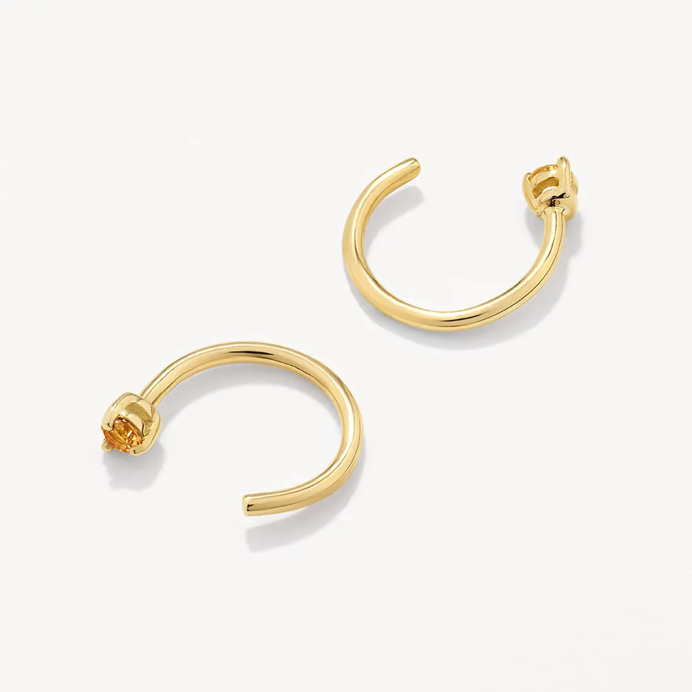 Citrine November Birthstone Hook Earrings in 10k Gold