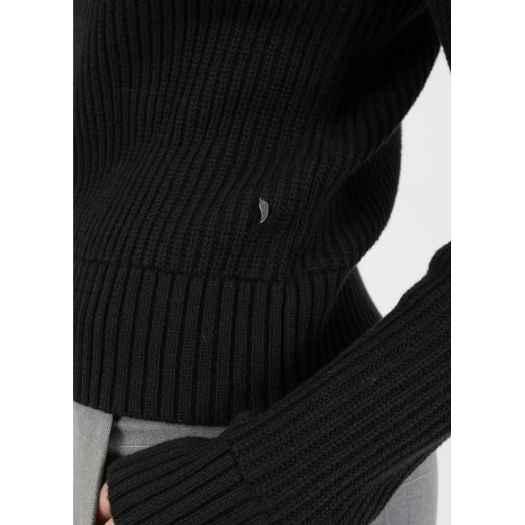 Coster Black Knit Jumper with Button Shoulder Detail 244-2406