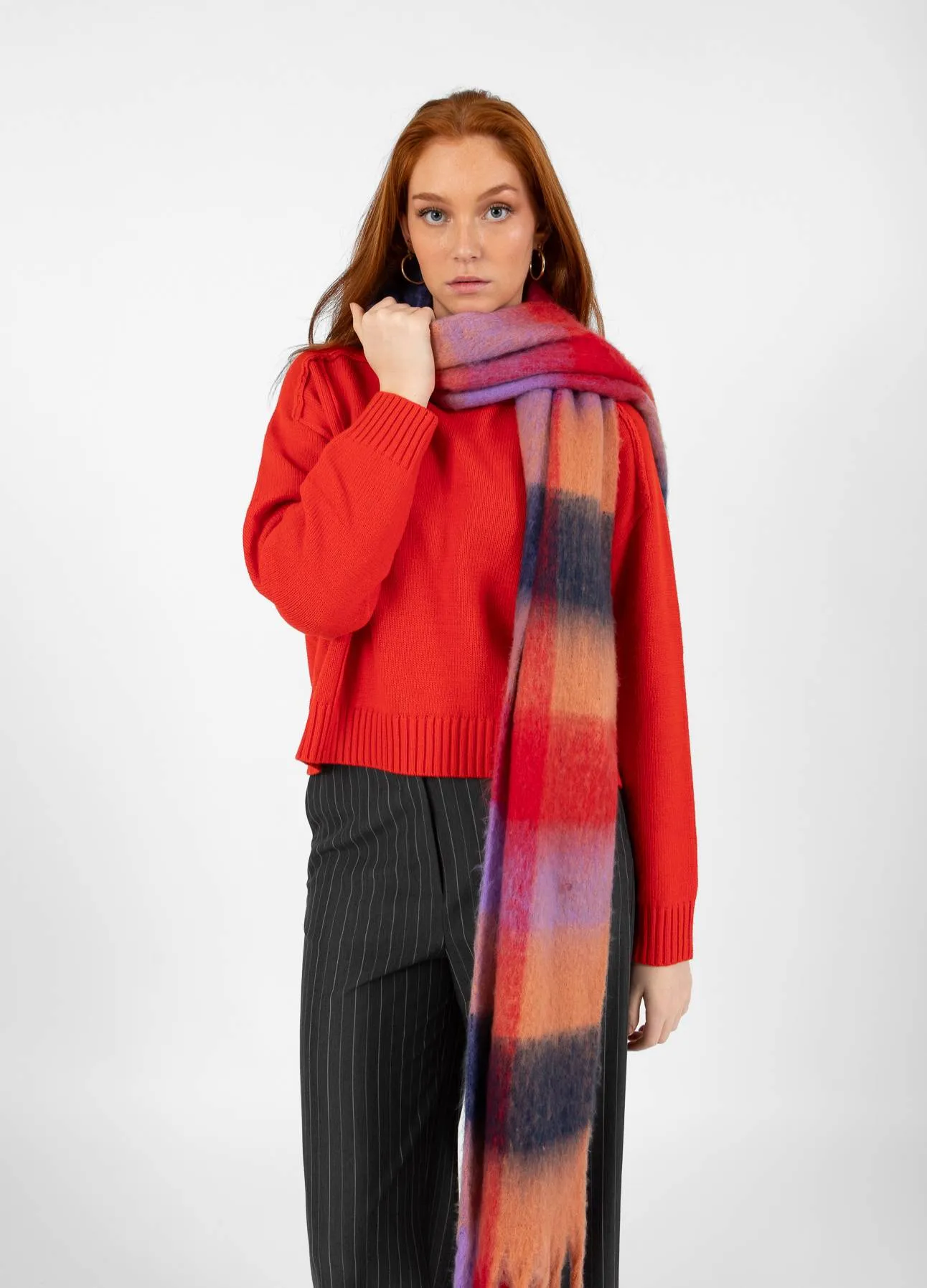 Coster Checkered Scarf in Red Mix