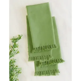 Cotton Fringed Napkins - Irish Green - Set of 4